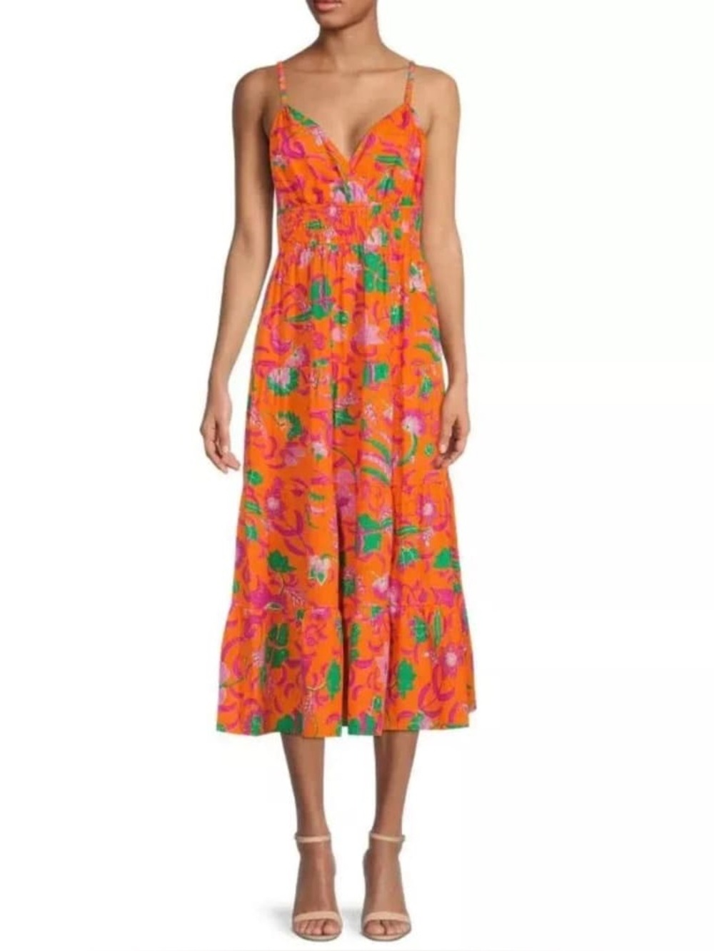DEREK LAM 10 CROSBY “Cecela” Dress Like New - Bright orange floral